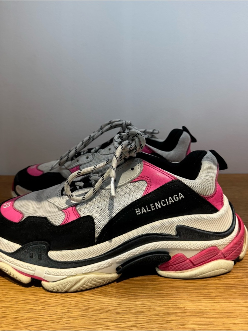 Balenciaga Women's Triple S Sneaker - White, Black & Pink Accent - Picture 5 of 5
